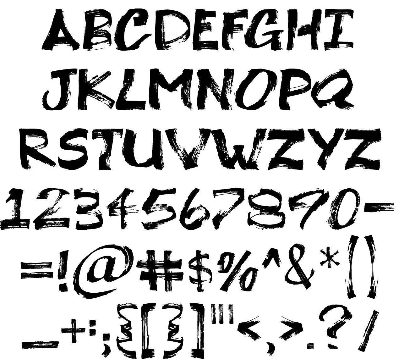 handwritten font displayed in black on white background