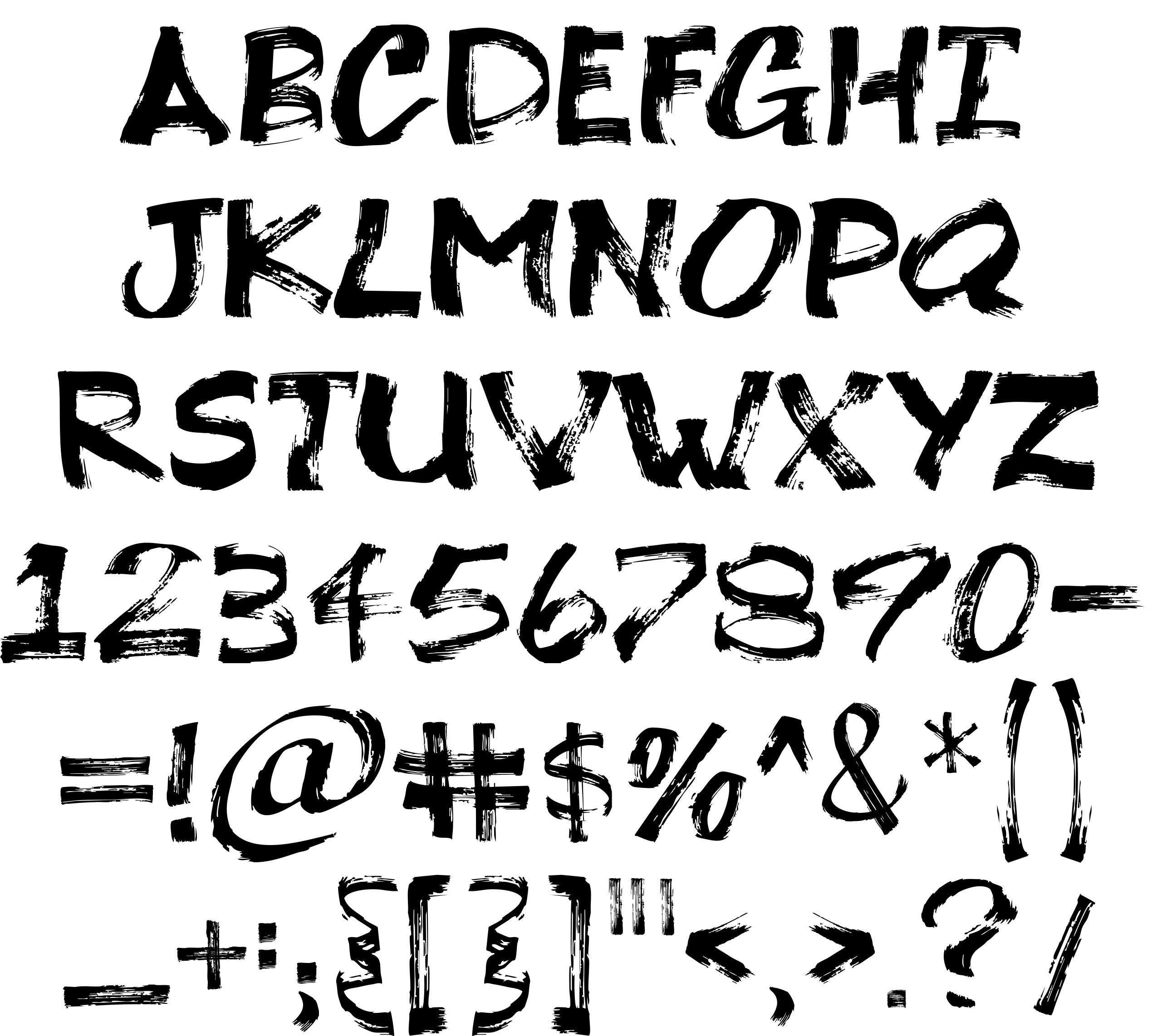 Black brushstroke font on a white background